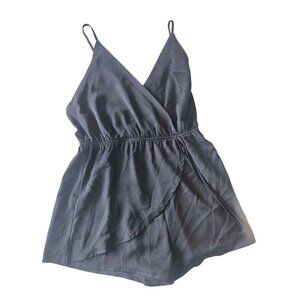 Tobi Black Wrap-Style Romper with Front Tie - Size S